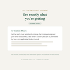 A digital preview page for a part-time employment agreement document excerpt, with dark green and gray text on a light warm-gray background.