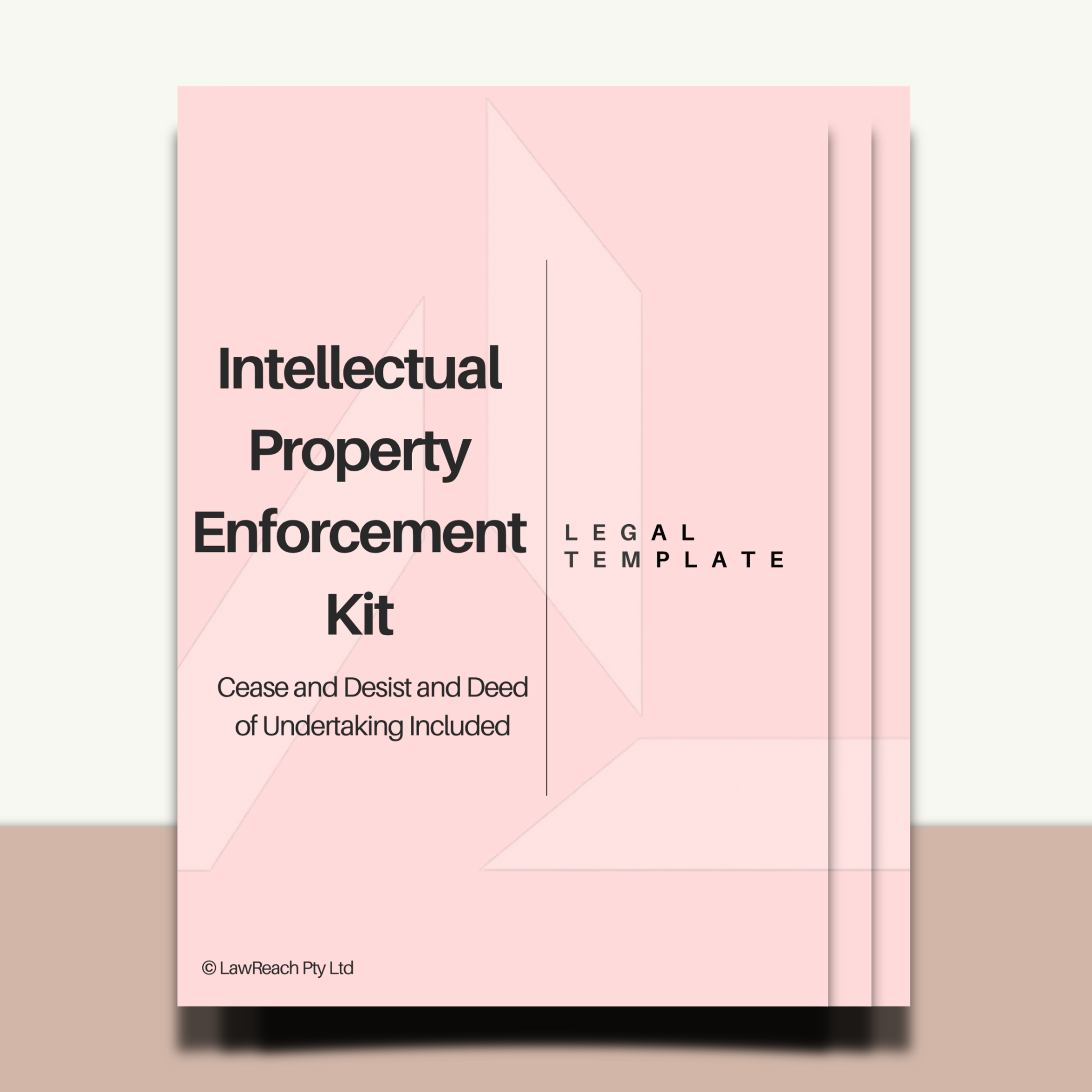 Legal template for Intellectual Property Enforcement Kit on a pink and beige background