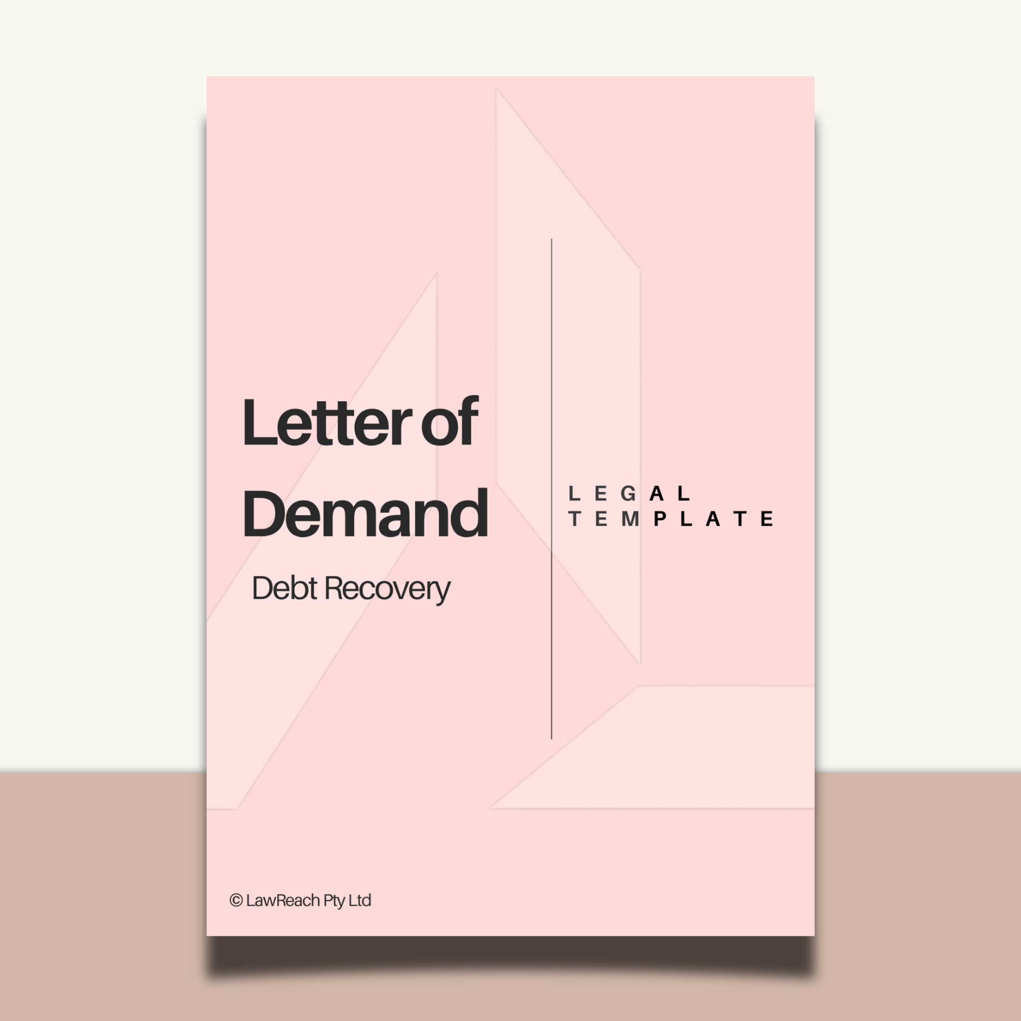 Pink envelope with 'Letter of Demand' and 'Legal Template' text on a white background