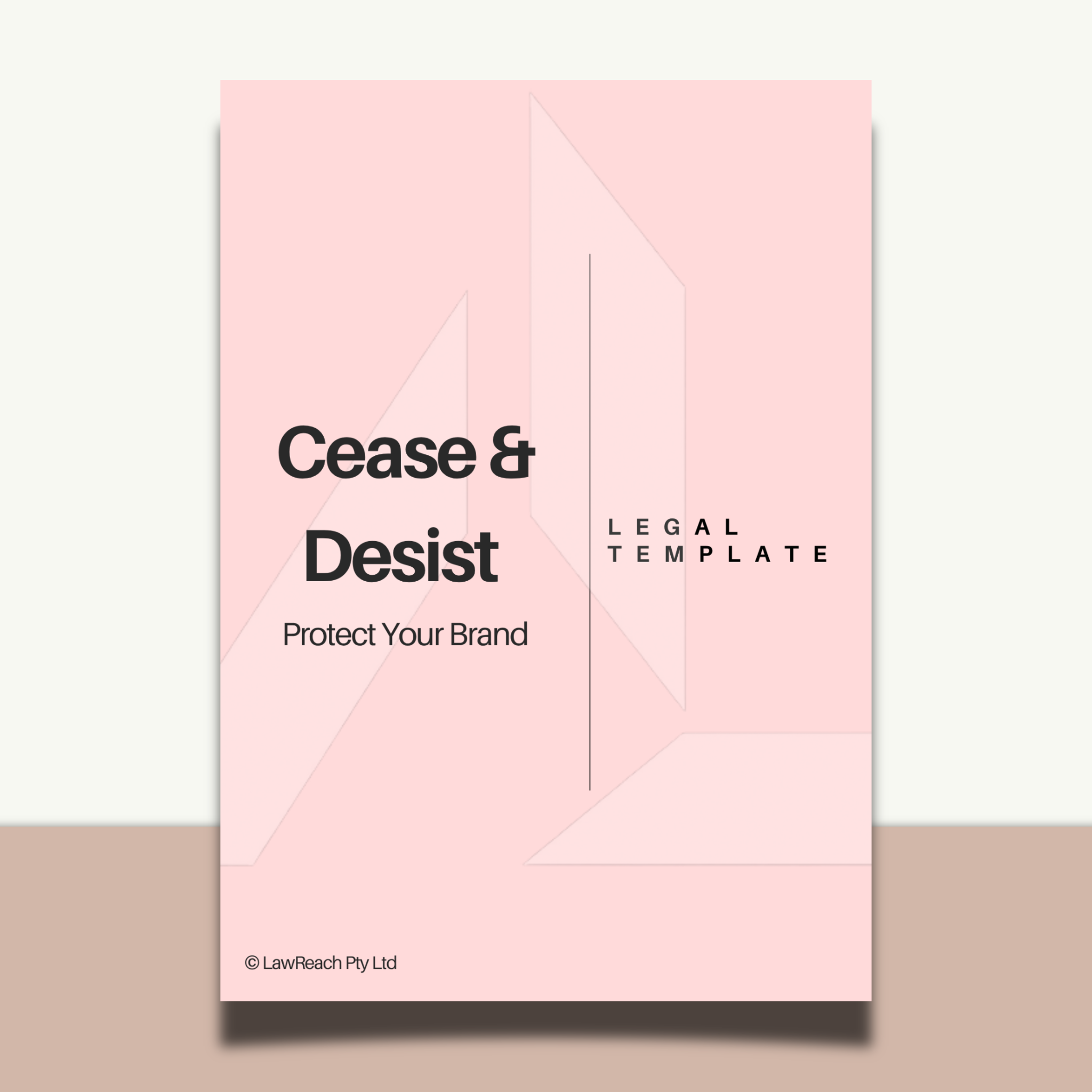 Pink 'Cease & Desist' legal template with text on a white background