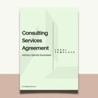 Legal document template for consulting services agreement on a light green background