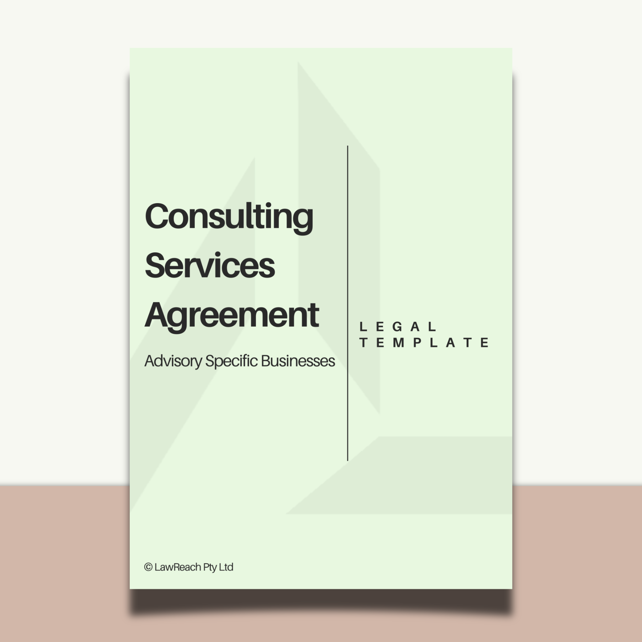 Legal document template for consulting services agreement on a light green background