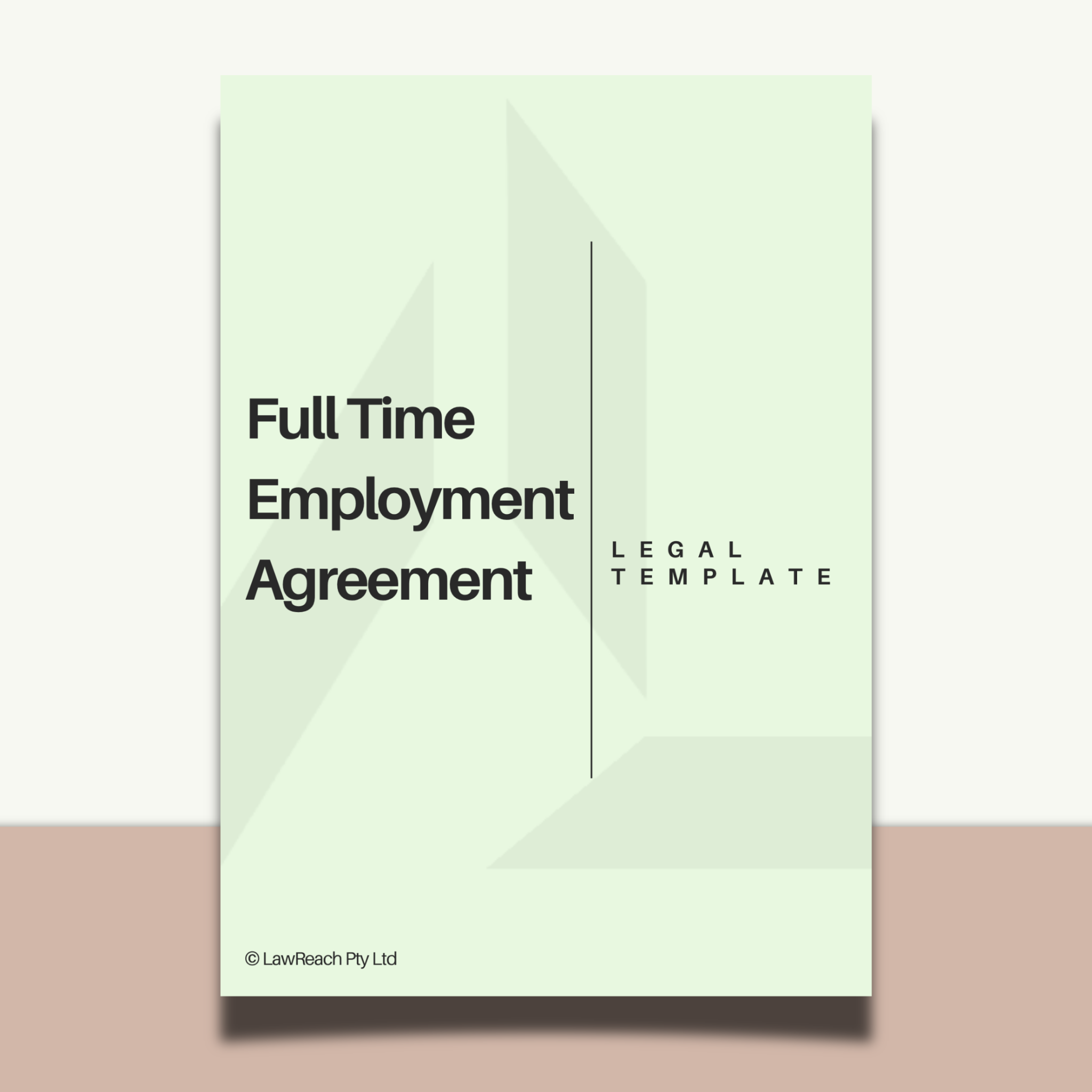 Full Time Employment Agreement legal template on a light green background