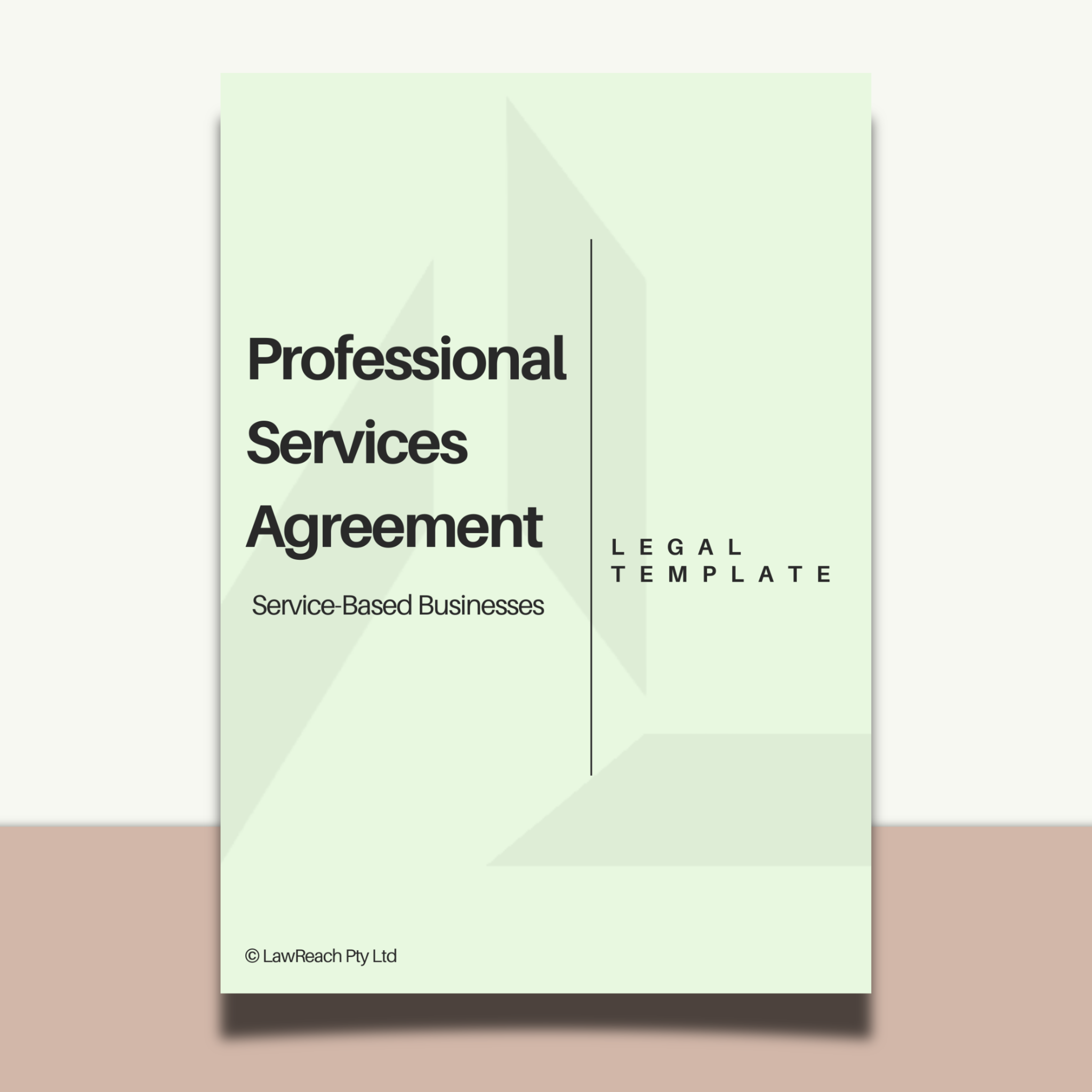 Professional Services Agreement legal template on a light green background